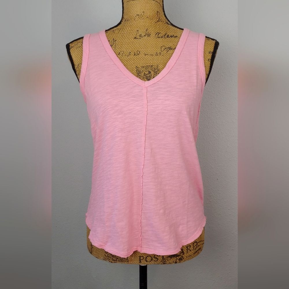 bobi Pink Sand Center Seam V-Neck Tank Sz XS Pink NEW